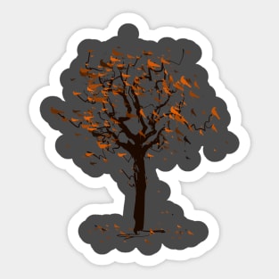 Autumn Chirping Birds Tree Sticker